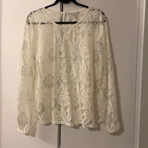 Cream colored lace top with long sleeves